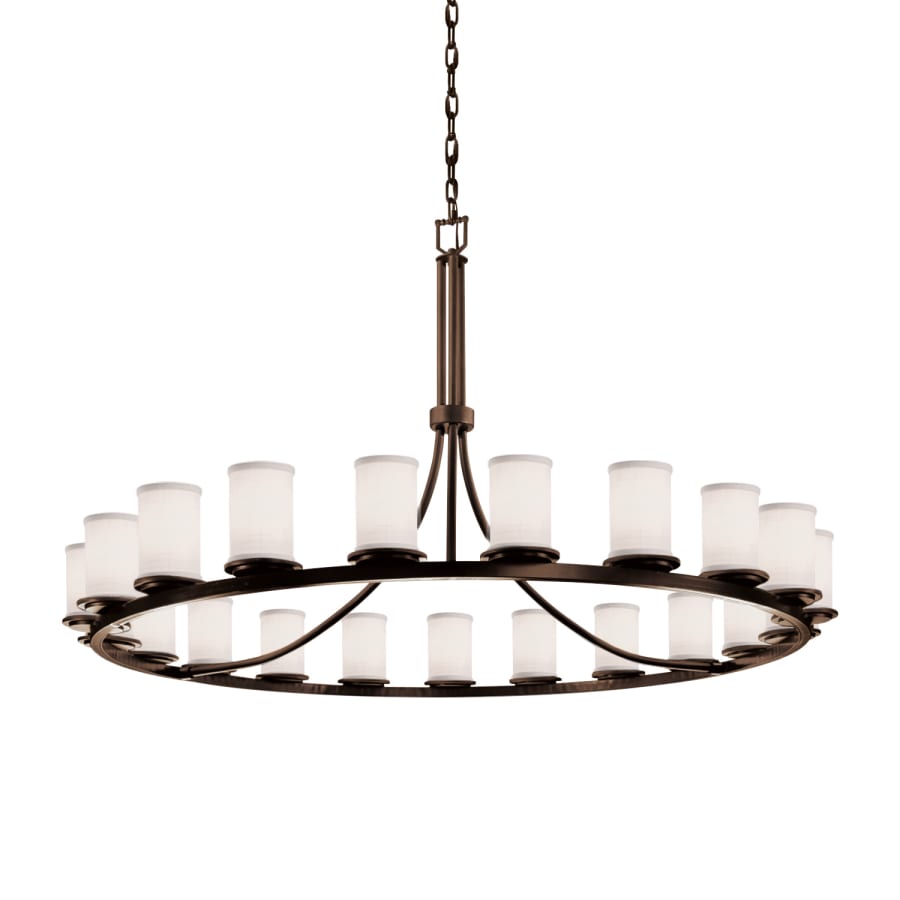 Justice Design Group Textile 21 Light 60" Wide Pillar Candle Style Chandelier with White Fabric Shades