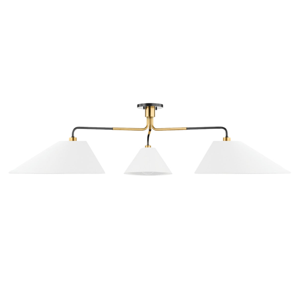 Duo 3-Light Semi Flush in Aged Old Bronze by Kelly Behun 72L x 72W x 17.5H