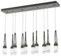 Link 44.5" Rectangular Natural Iron Long Pendant with Clear Glass