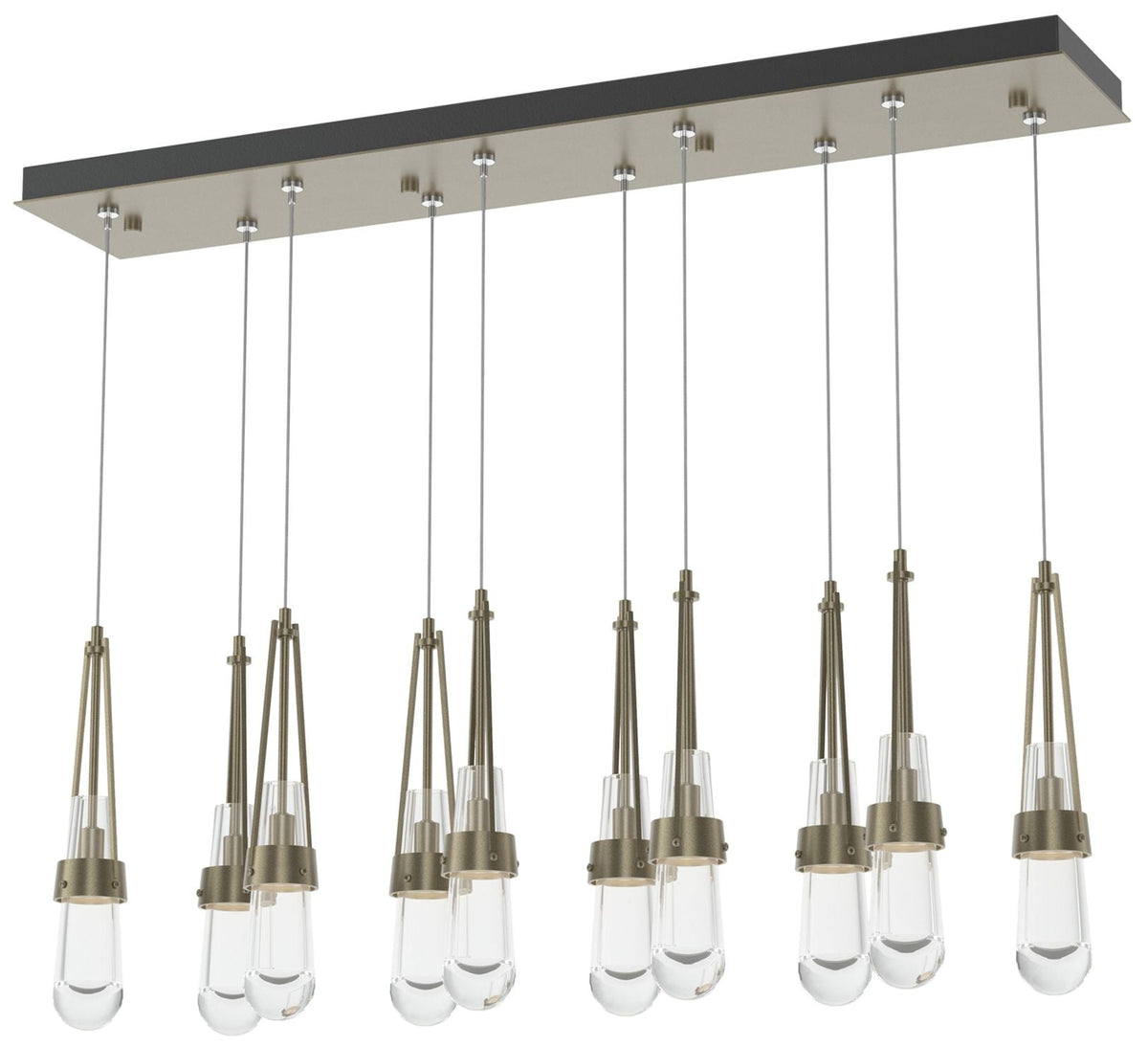 Link 44.5" Rectangular Soft Gold Long Pendant with Clear Glass