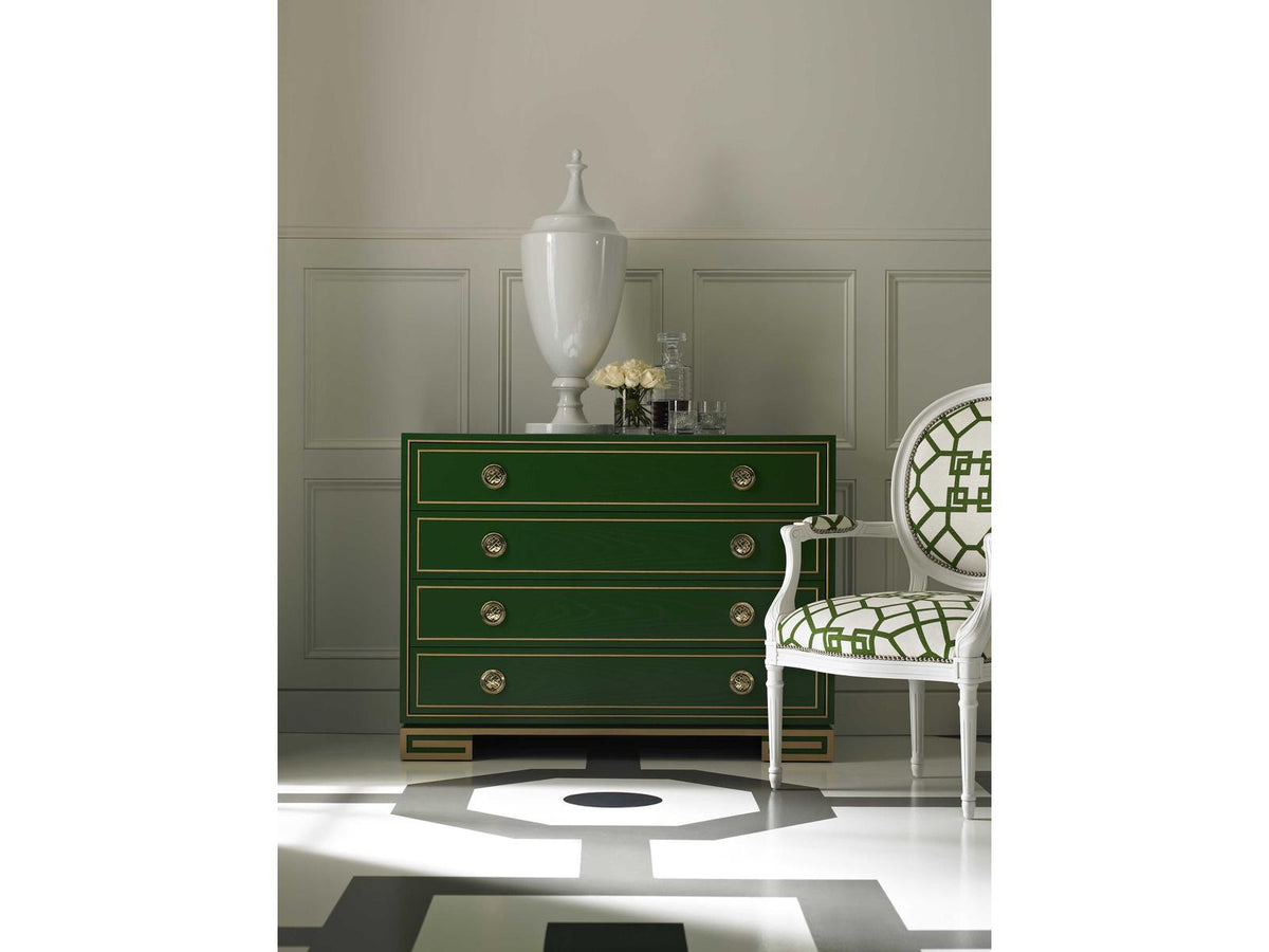 Karl 4-Drawer Dresser with Greek Key Accents in Custom Green Finish