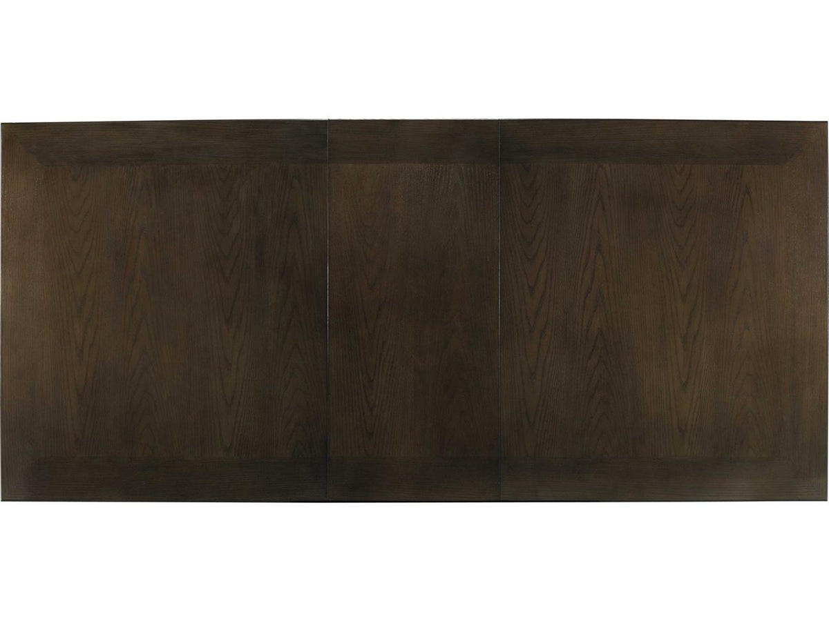 Bancroft Extendable Rectangular Dining Table in Modern Elm and Brass