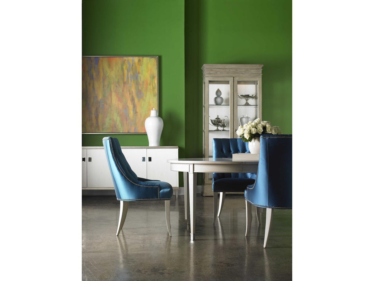Ally Court Upholstered Dining Armchair in Fabric with Antique Walnut Finish