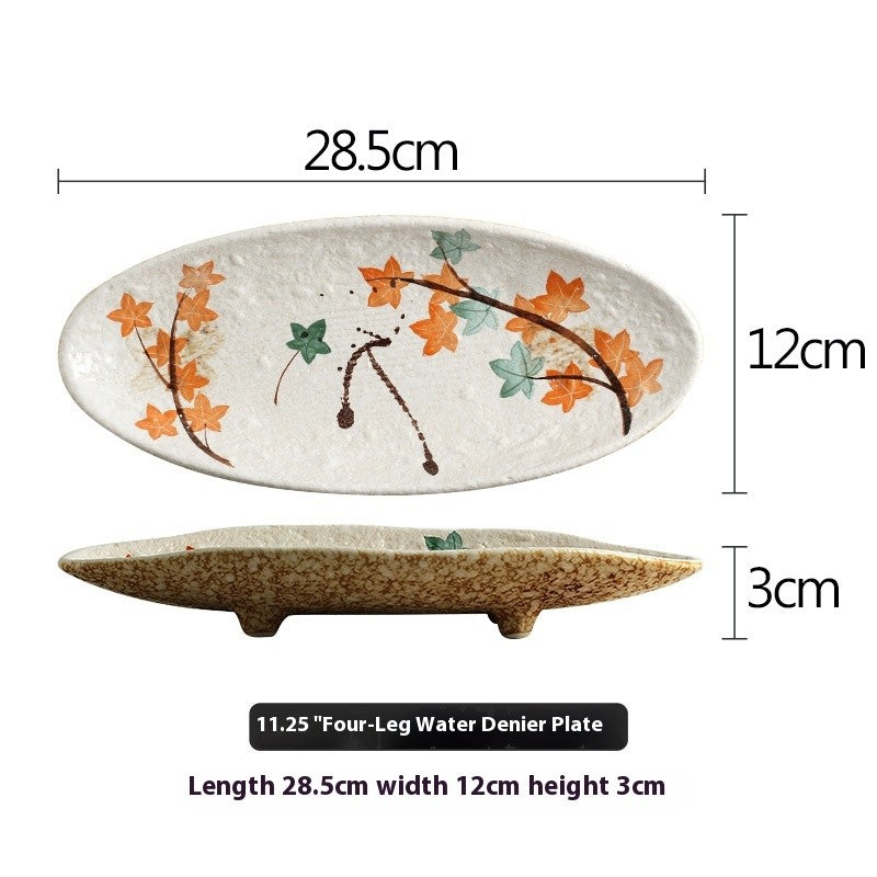 Maple Crest Hand-Painted Sashimi Plate