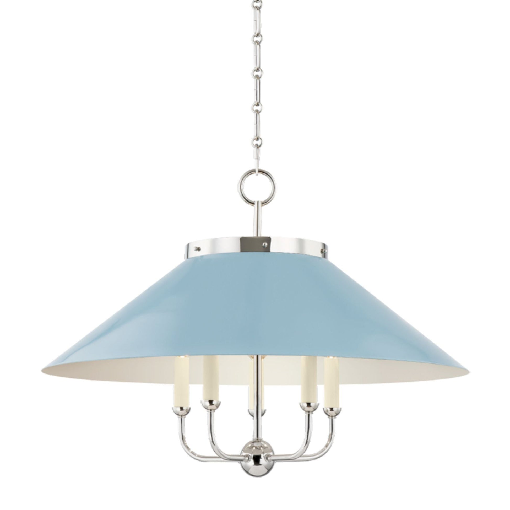Clivedon 5-Light Chandelier in Polished Nickel/Blue Bird by Mark D. Sikes 27.5L x 27.5W x 20.25H