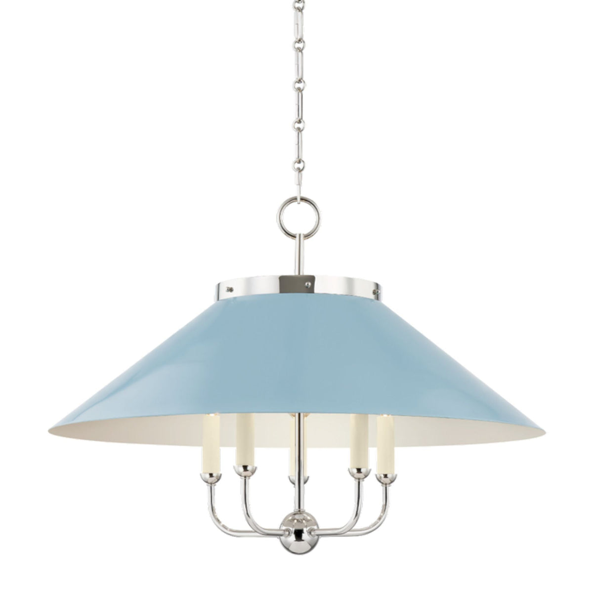 Clivedon 5-Light Chandelier in Polished Nickel/Blue Bird by Mark D. Sikes 27.5L x 27.5W x 20.25H