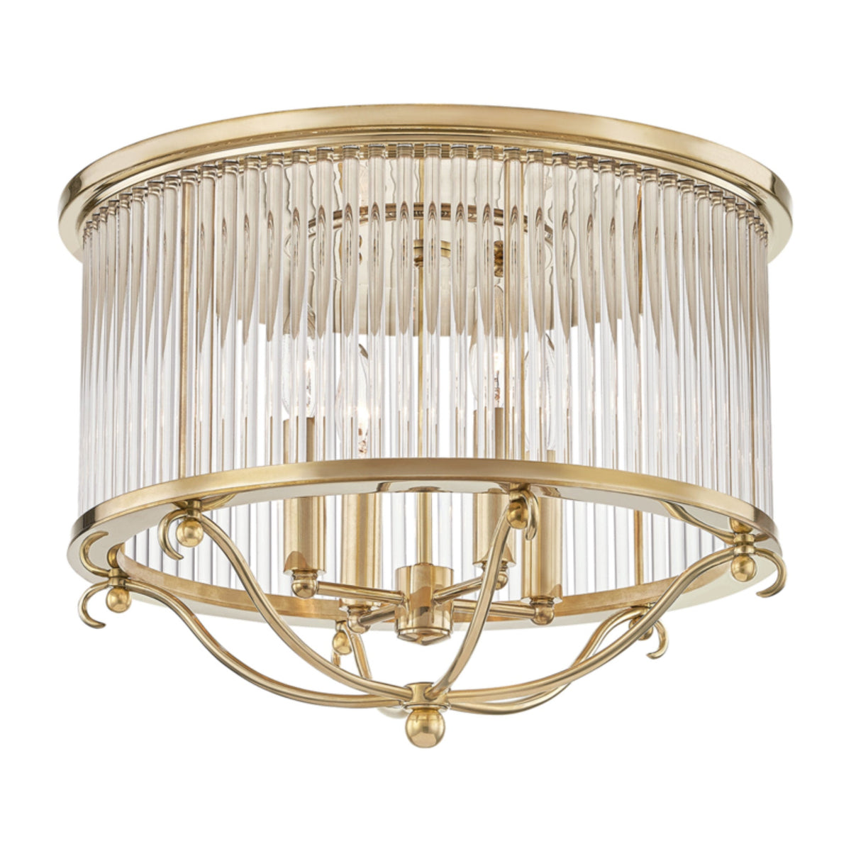Glass No.1 4-Light Semi Flush in Aged Brass by Mark D. Sikes 19L x 19W x 12.75H