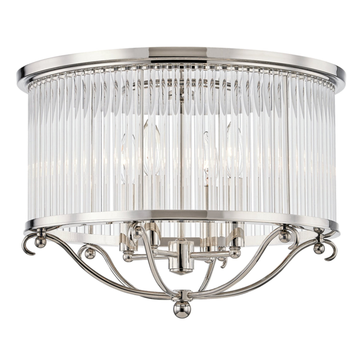 Glass No.1 4-Light Semi Flush in Polished Nickel by Mark D. Sikes 19L x 19W x 12.75H