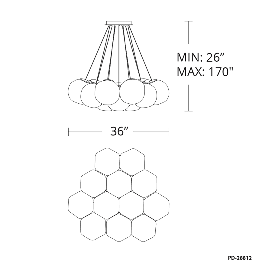 Modern Forms Cosmic 12 Light 36" Wide 3000K LED Suspension Multi Light Pendant
