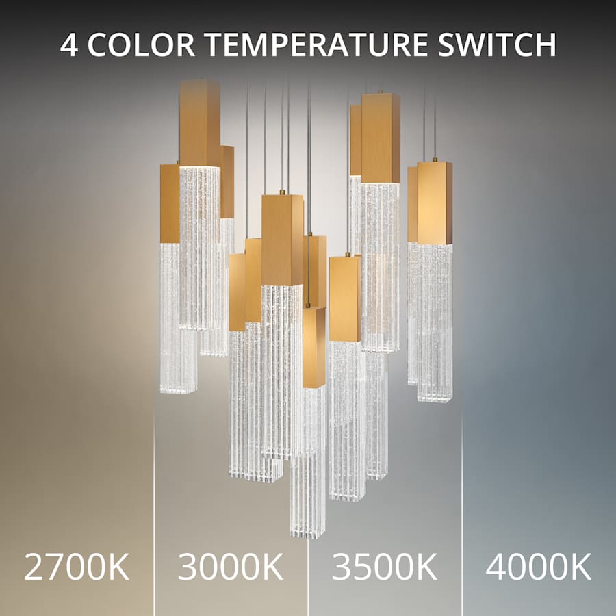 Modern Forms Cinema 23" Wide LED Crystal Multi Light Pendant with Clear, Seedy Crystal Shades