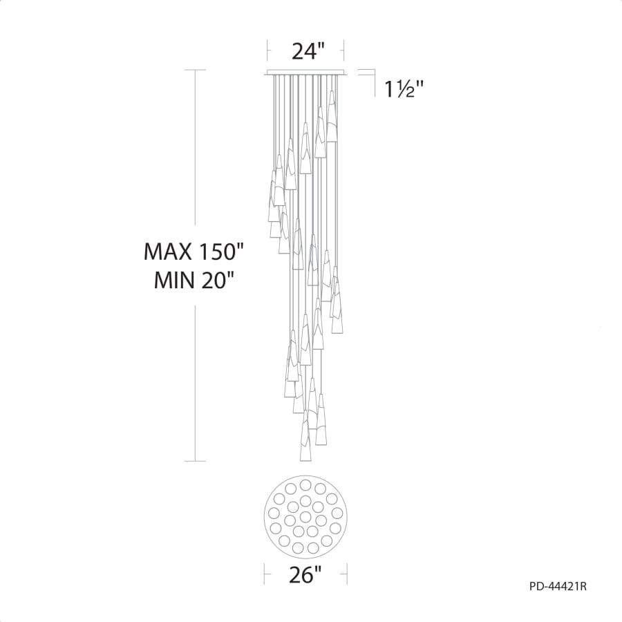 Modern Forms Kilt 21 Light 26" Wide LED Suspension Multi Light Pendant
