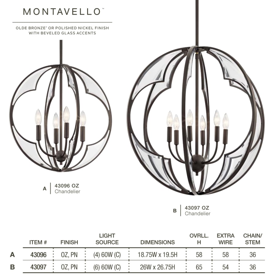 Kichler Montavello 6 Light 26" Wide Single Pendant
