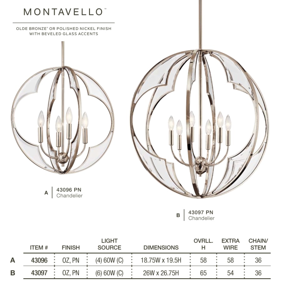 Kichler Montavello 6 Light 26" Wide Single Pendant