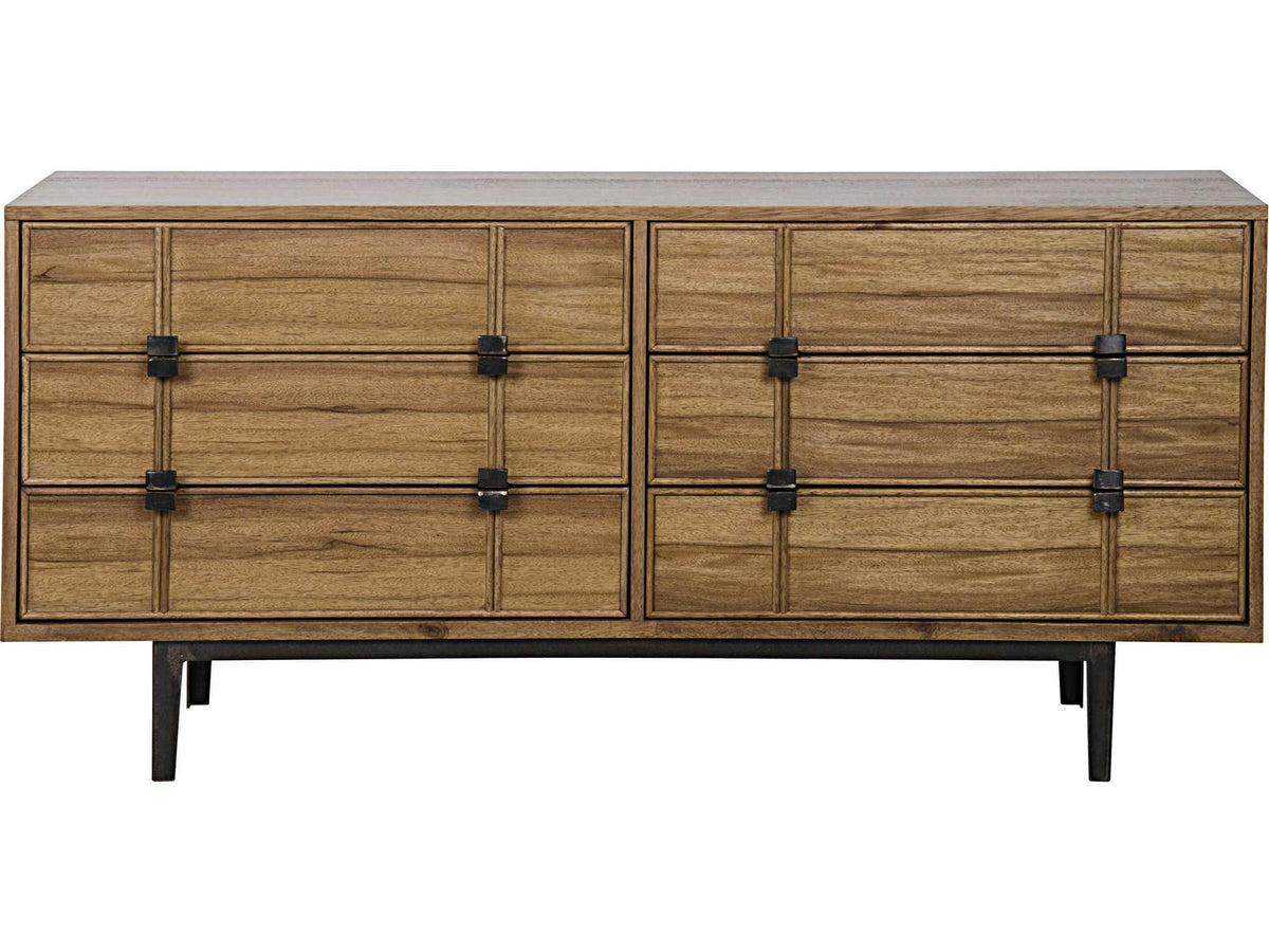Bourgeois Sideboard Walnut and Metal with Linear Carvings