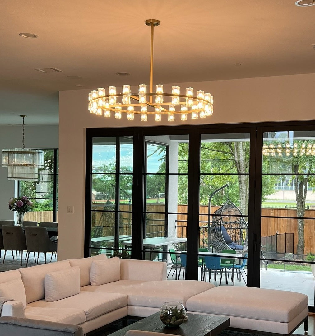 Arcachon Wine Glasses Led Round Crystal  Chandelier 60"