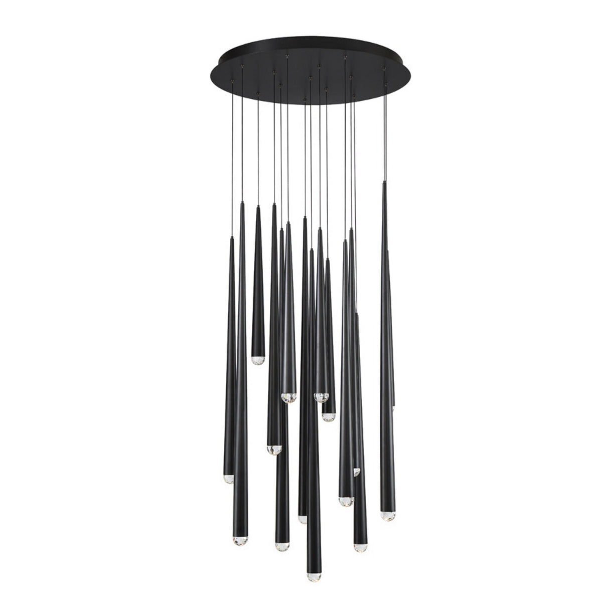 Modern Forms PD-41715R-BK 3500K 105 Watt Cascade Crystal LED Round Chandelier in Black