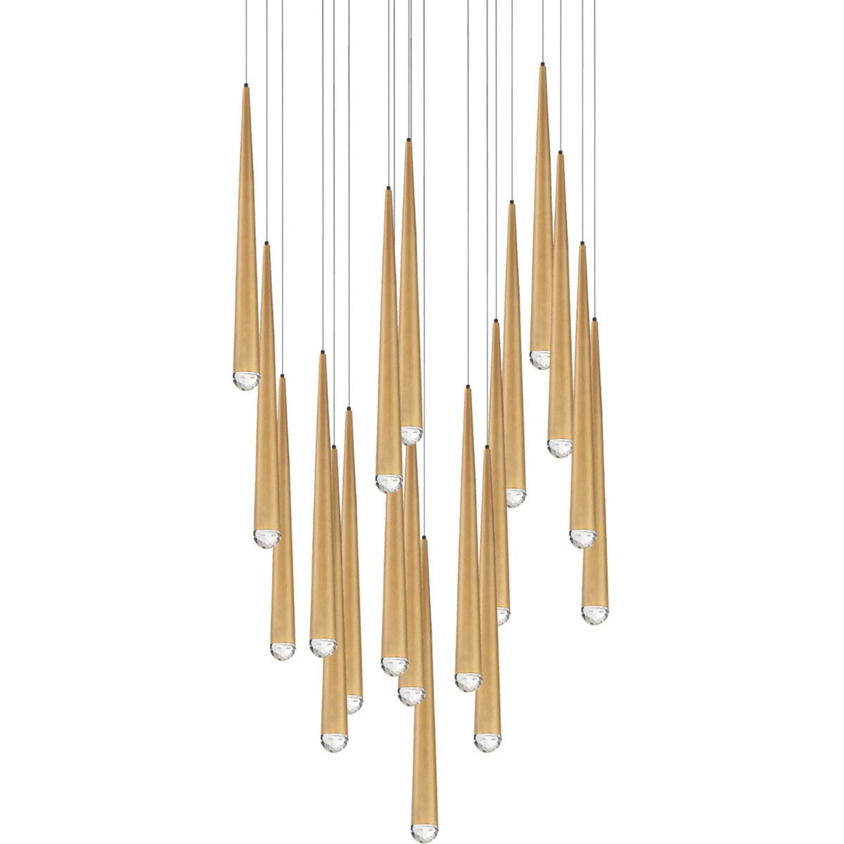 Modern Forms PD-41721R-AB 3500K 147 Watt Cascade Crystal LED Round Chandelier in Aged Brass