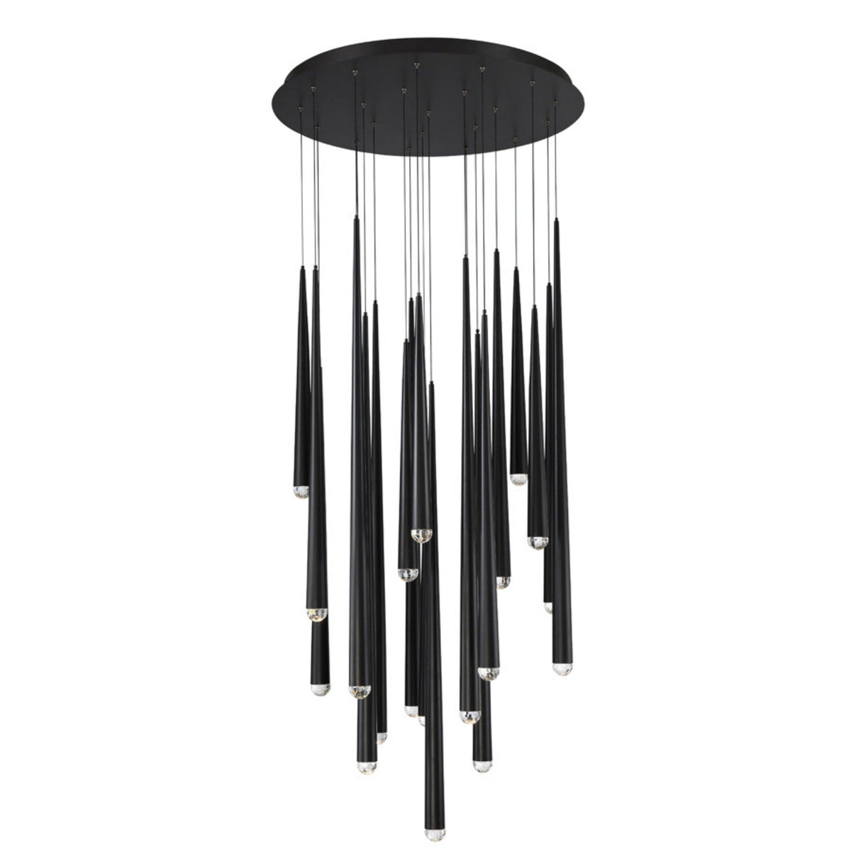 Modern Forms PD-41721R-BK 3500K 147 Watt Cascade Crystal LED Round Chandelier in Black