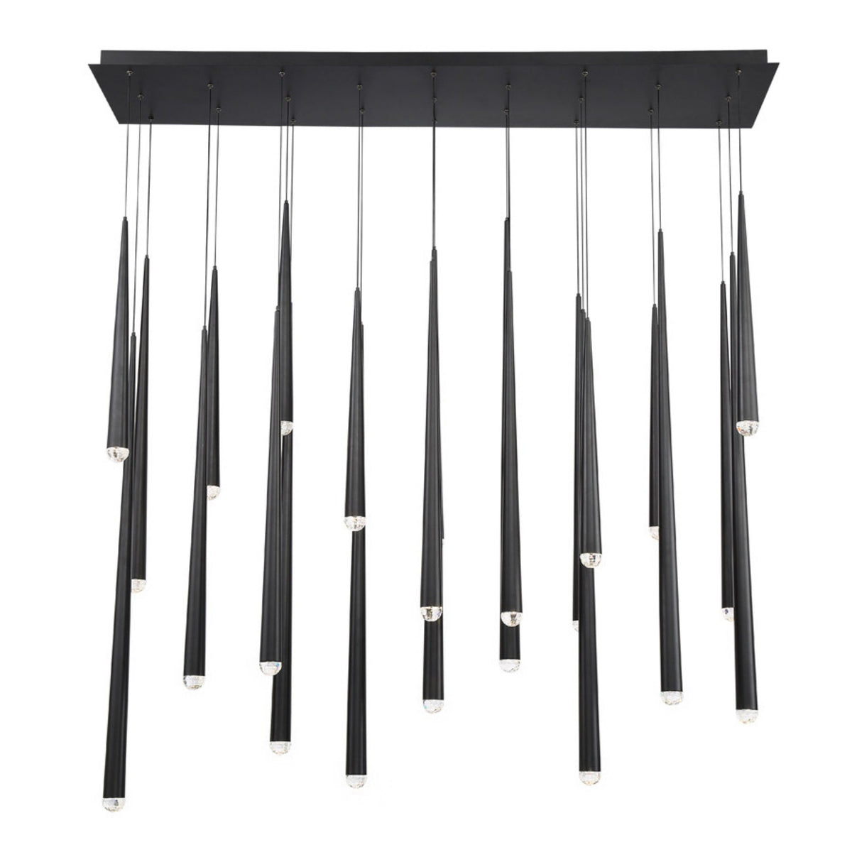 Modern Forms PD-41723L-BK 3500K 161 Watt Cascade Crystal LED Linear Chandelier in Black