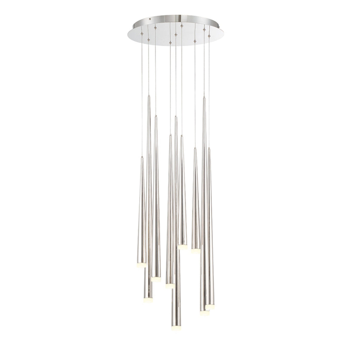 Modern Forms PD-41809R-PN 3500K 63 Watt Cascade Etched Glass LED Round Chandelier in Polished Nickel