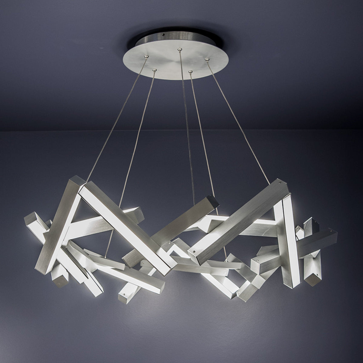 Modern Forms PD-64834-AL 3000K 40 Watt Chaos LED Round Chandelier in Brushed Aluminum
