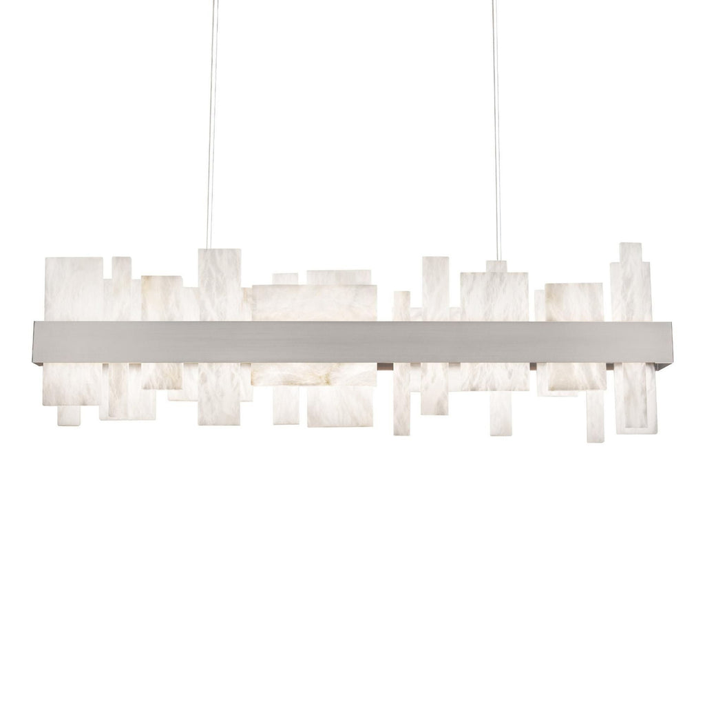 Acropolis 46in LED Linear Chandelier 3000K with Spanish Alabaster in Brushed Nickel