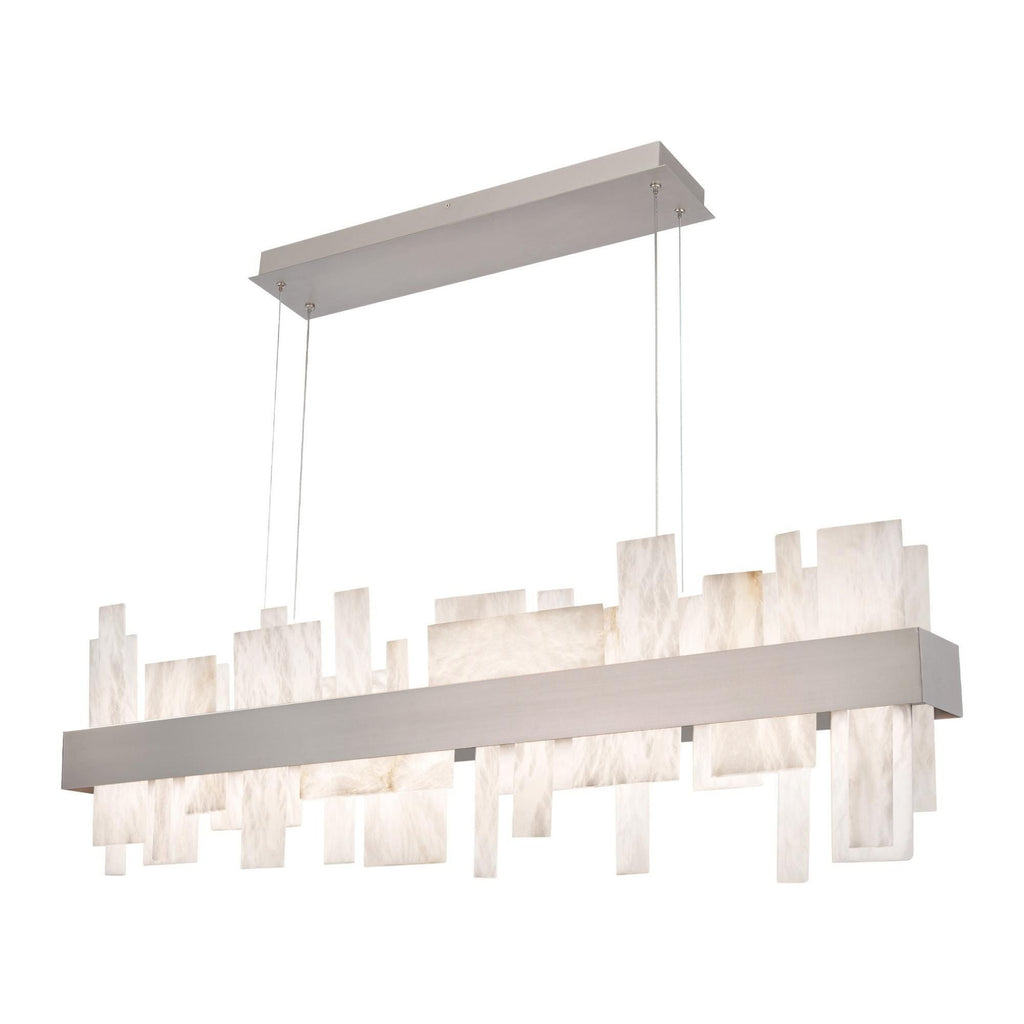 Acropolis 46in LED Linear Chandelier 3000K with Spanish Alabaster in Brushed Nickel