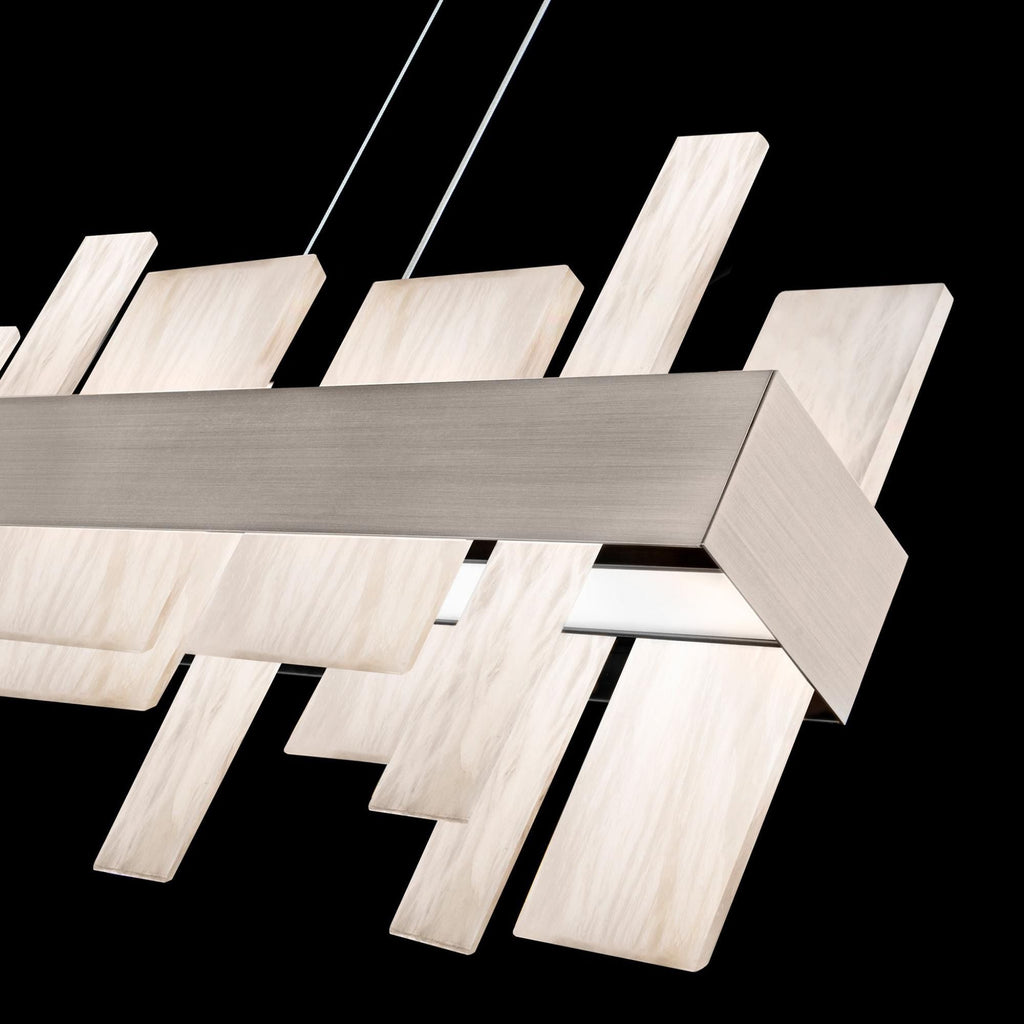 Acropolis 46in LED Linear Chandelier 3000K with Spanish Alabaster in Brushed Nickel
