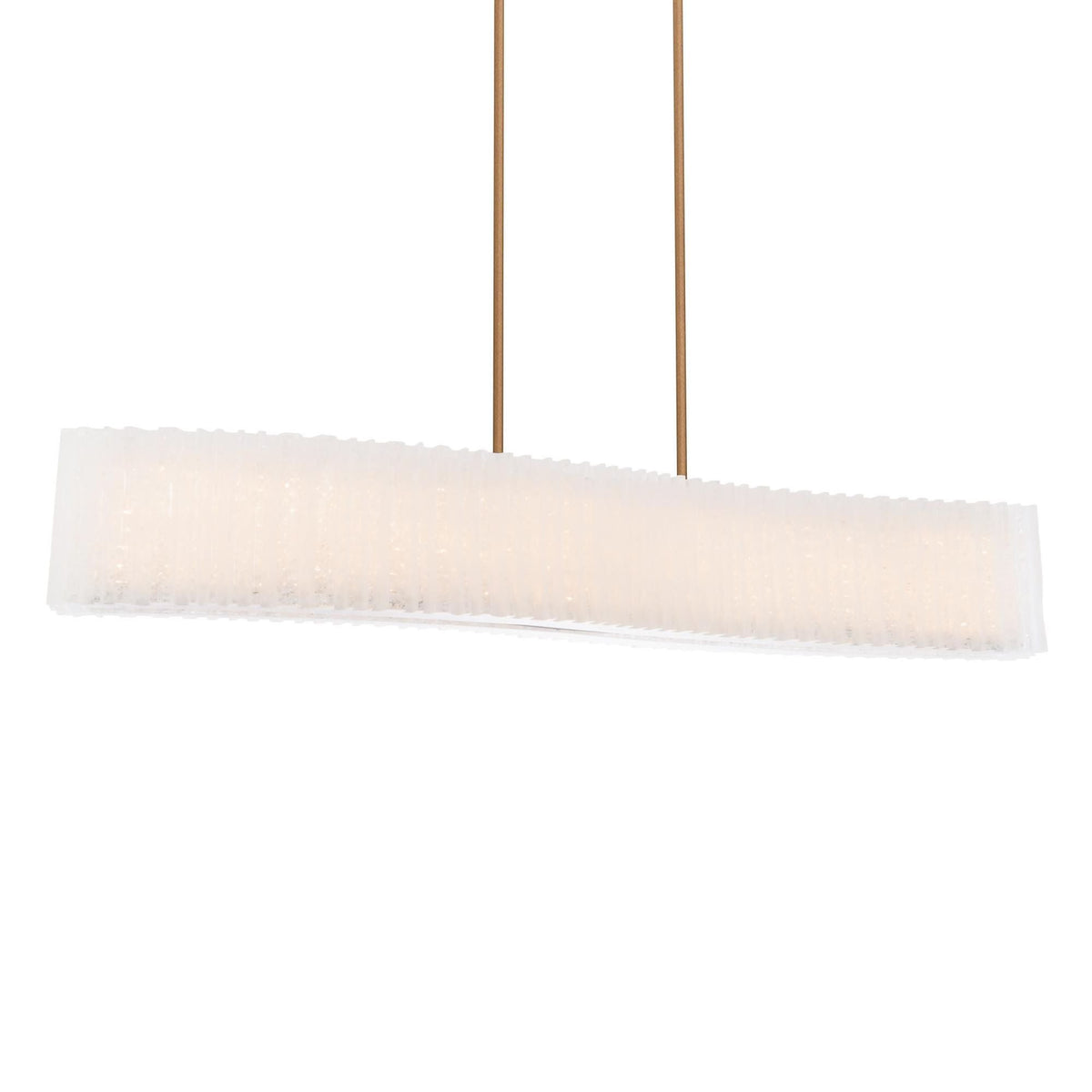 Rhiannon 48in LED Linear Chandelier 3000K with Reclaimed Crystal in Aged Brass