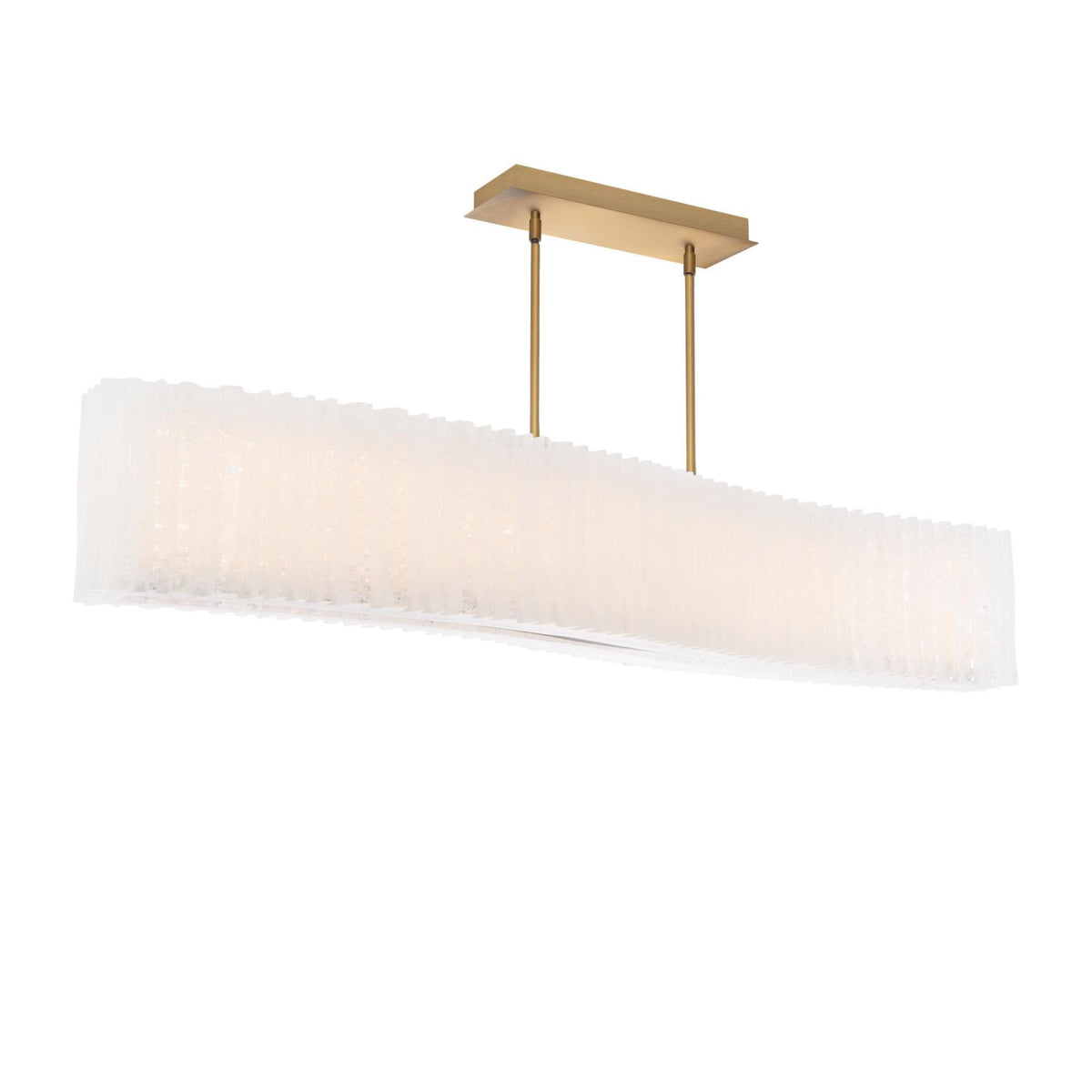 Rhiannon 48in LED Linear Chandelier 3000K with Reclaimed Crystal in Aged Brass