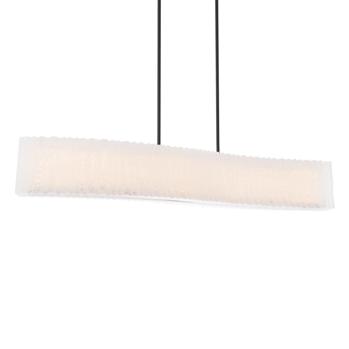 Rhiannon 48in LED Linear Chandelier 3000K with Reclaimed Crystal in Black