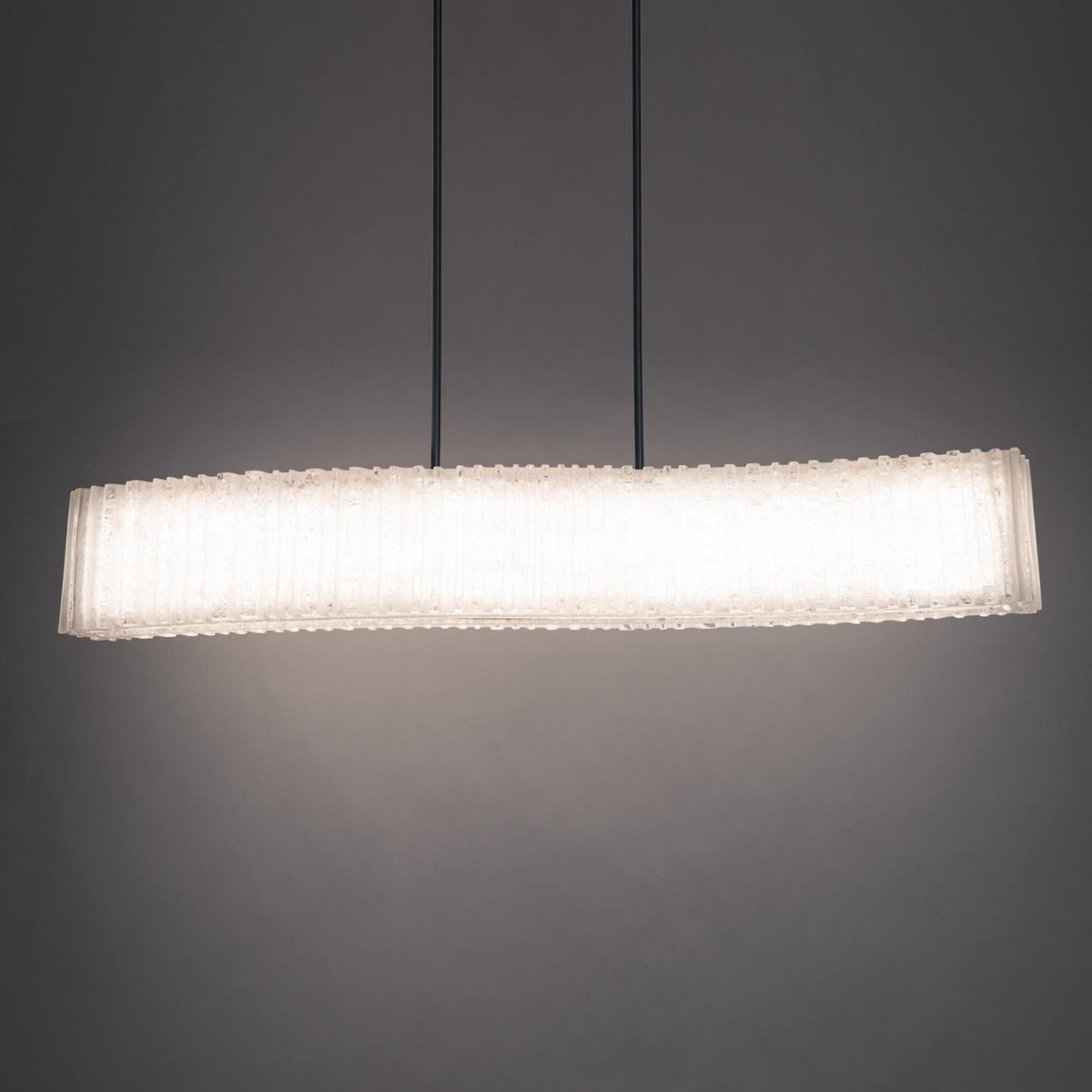 Rhiannon 48in LED Linear Chandelier 3000K with Reclaimed Crystal in Black
