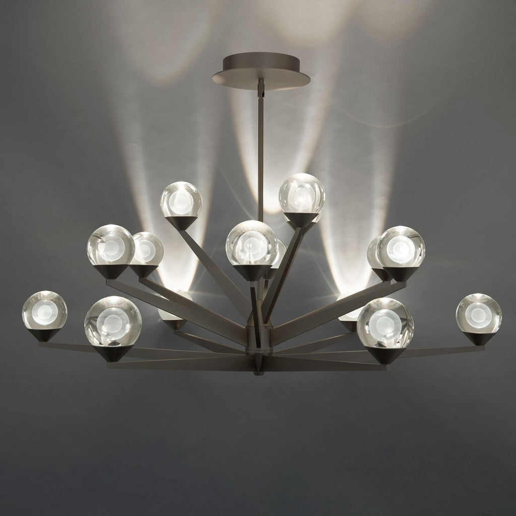 Double Bubble 37in LED 15 Light Chandelier 3000K in Satin Nickel