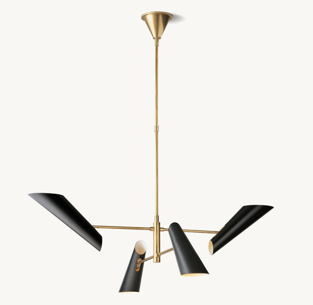 Pivot Shade Brass Chandelier