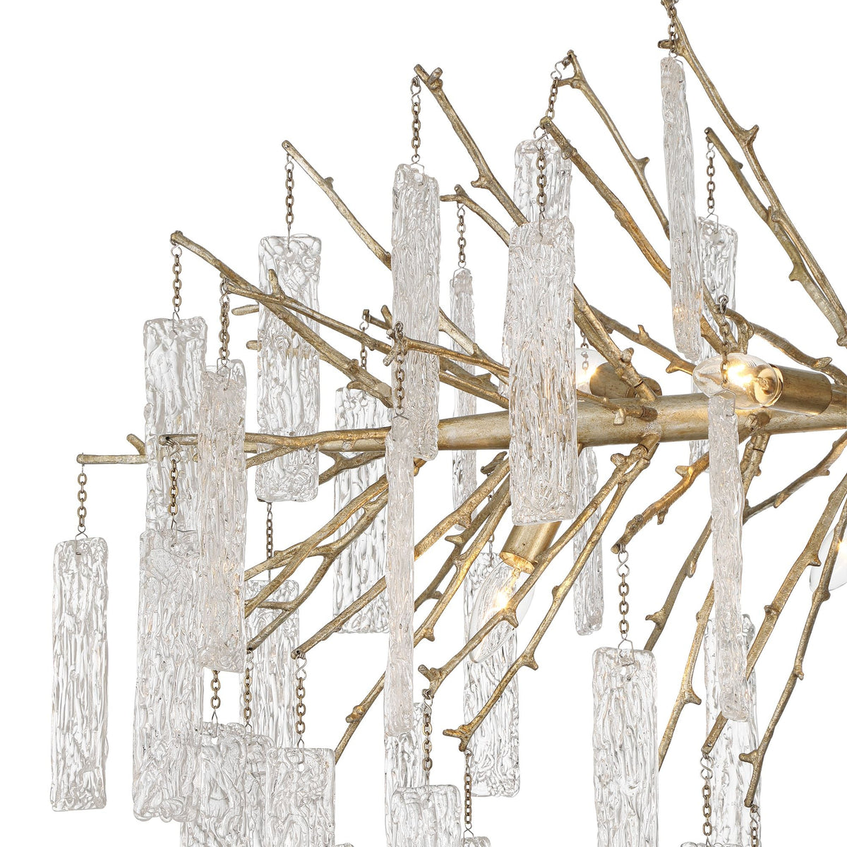 56 1/2" Wide 10-Light Brass Rain Island Pendant