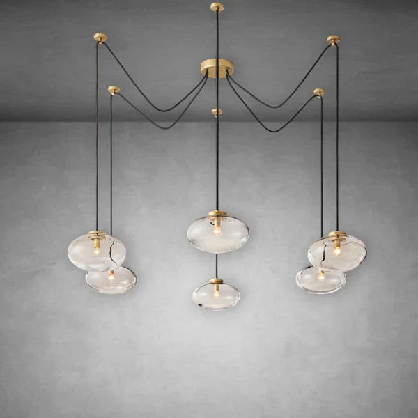 Curvette Clear Glass Suspended Chandelier 84"