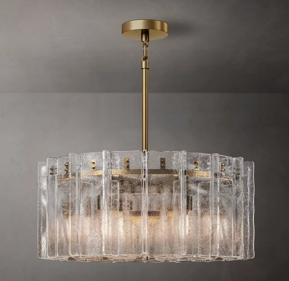 Rippled Cast Glass Lattice Chandelier