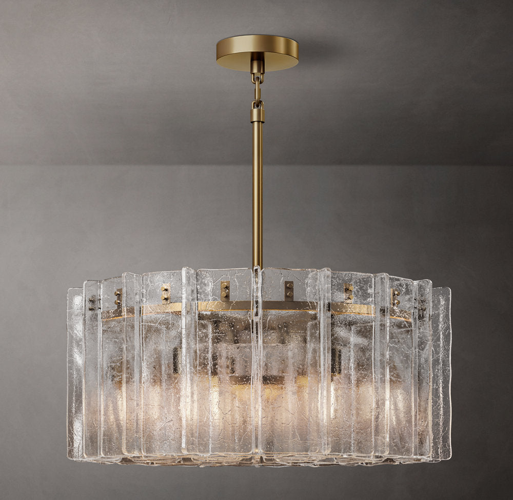 Rippled Cast Glass Lattice Chandelier