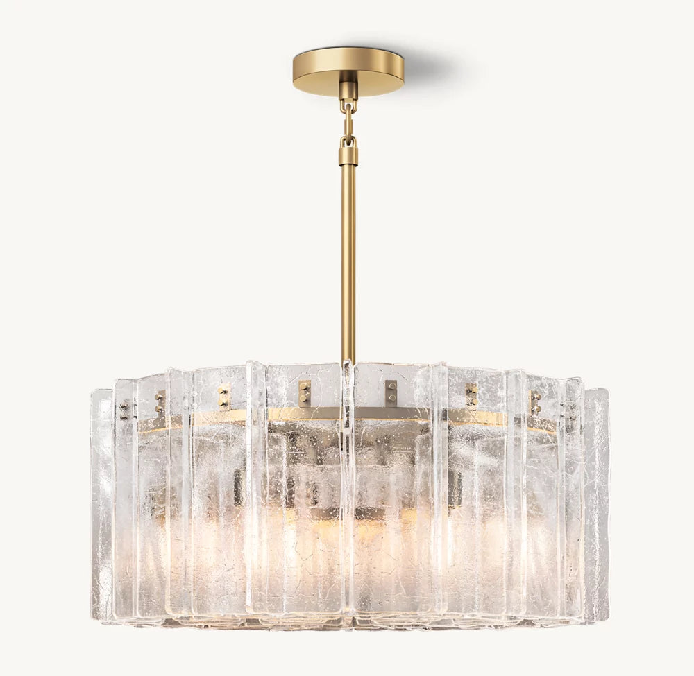Rippled Cast Glass Lattice Chandelier