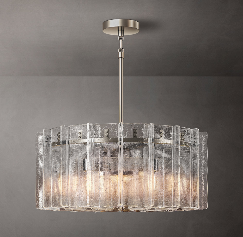 Rippled Cast Glass Lattice Chandelier