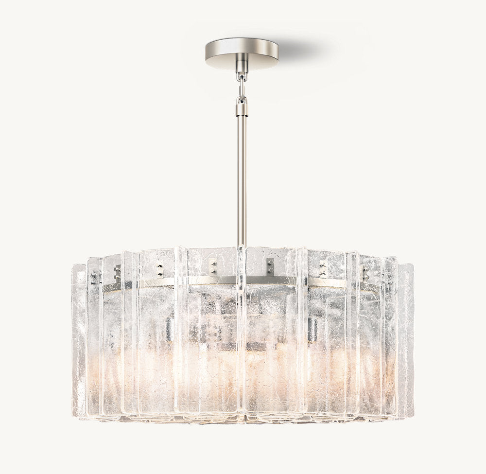 Rippled Cast Glass Lattice Chandelier