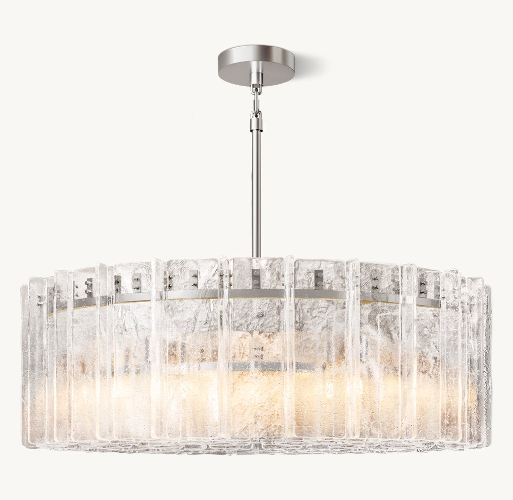 Rippled Glass Lattice Ring Chandelier