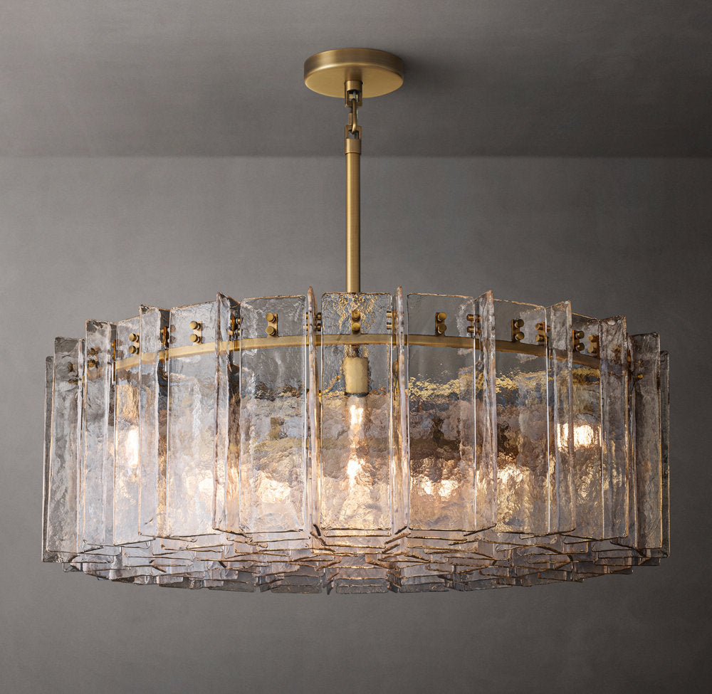 Rippled Glass Lattice Ring Chandelier
