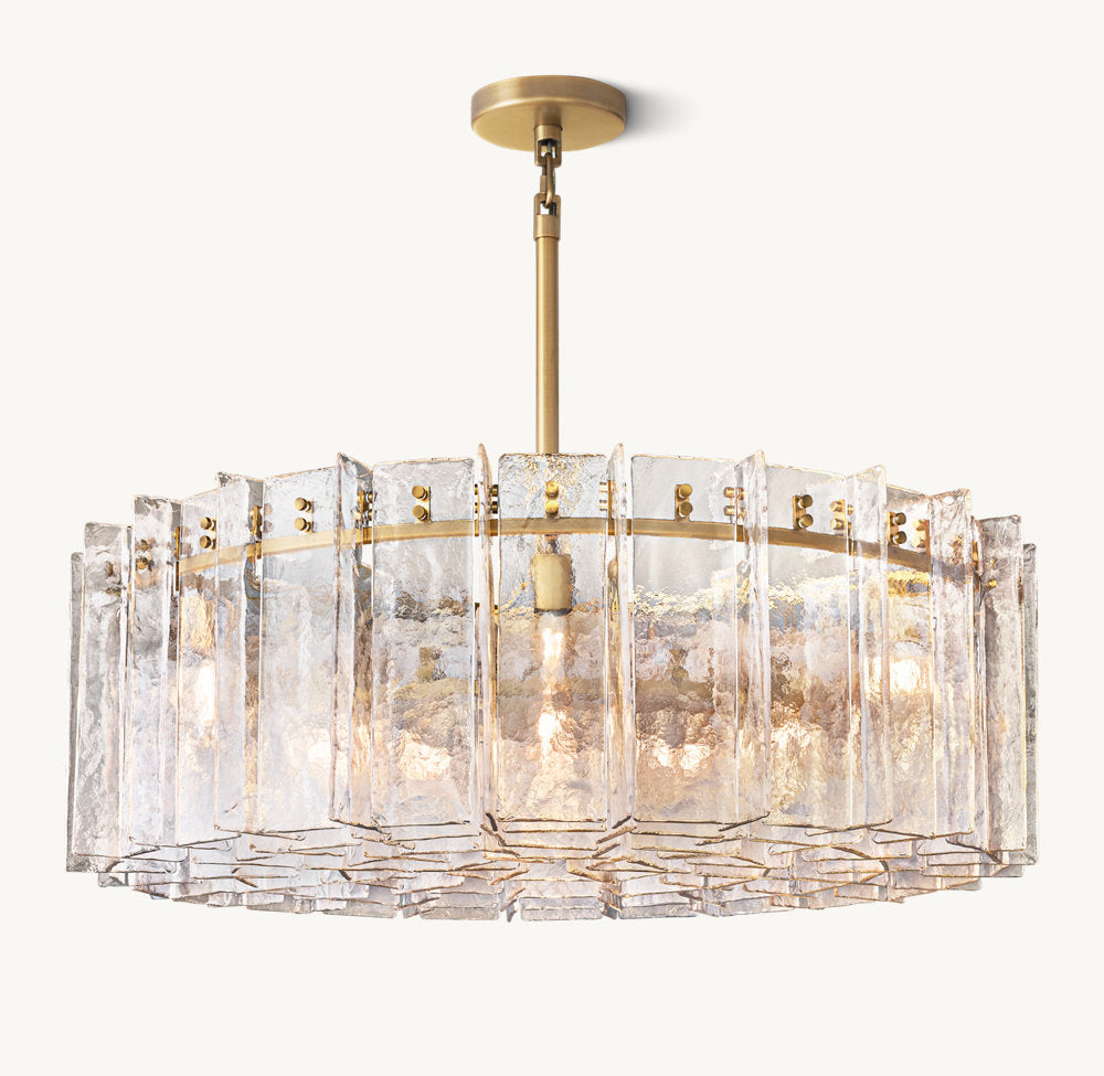 Rippled Glass Lattice Ring Chandelier