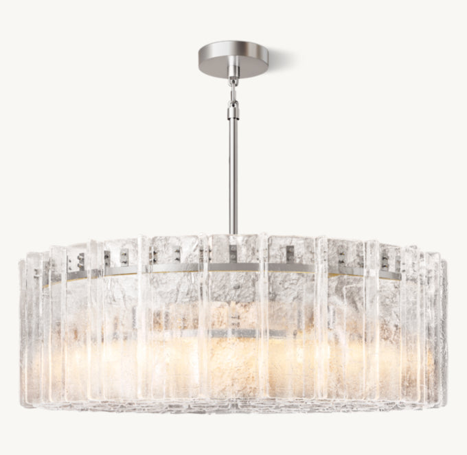 Rippled Glass Lattice Ring Chandelier