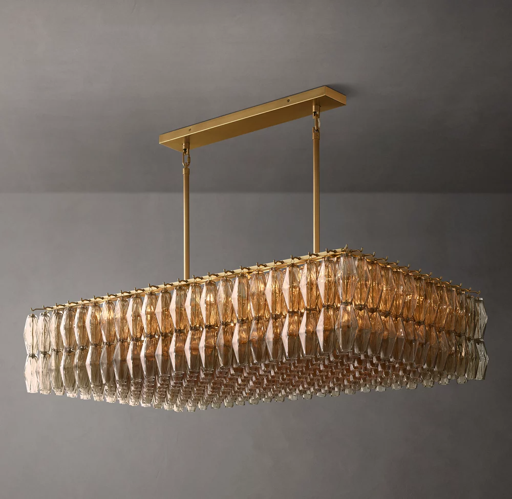 Mia Glass Rectangular Chandelier 54" For Dinning Room