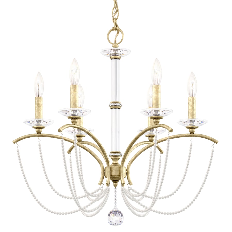 Schonbek Priscilla 6 Light 24" Wide Crystal Chandelier with White Pearl Beads