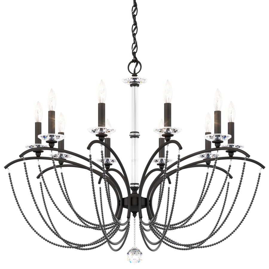 Schonbek Priscilla 10 Light 36" Wide Crystal Chandelier with Dark Grey Pearl Beads