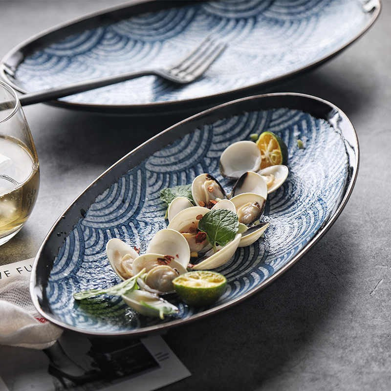 Seablossom Oval Ceramic Fish Plate