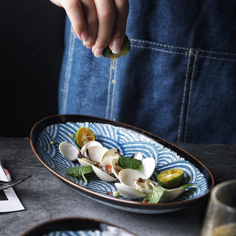 Seablossom Oval Ceramic Fish Plate